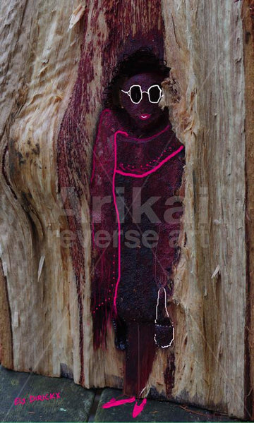 Eskimo in fur coat.  Australian original art print.