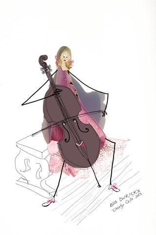 Cheeky Cello.  Australian original art print.