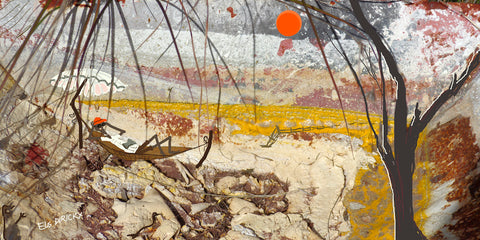 Dry creek bed.  Australian original art print.
