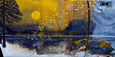 Flight from the fire   series 3    Australian original art print.