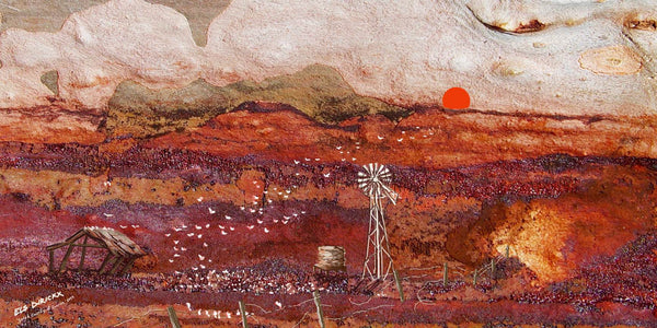 Galah country at sunrise. Australian original art print.