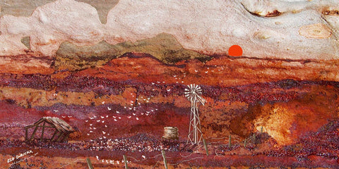 Galah country at sunrise. Australian original art print.