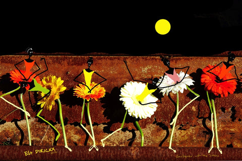 Gerberas with the Jittery. AR 6x4   . Australian original art print.