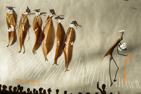 Graduating Penguins in Pinstripes AB .   Australian original art print.