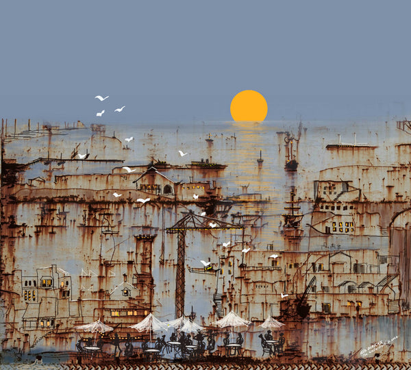 The Waterfront D. 10 x 9  with Birds 