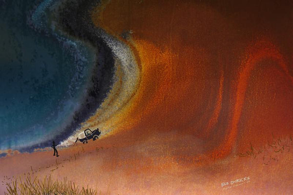 Wave rock.sq.  Australian original art print.