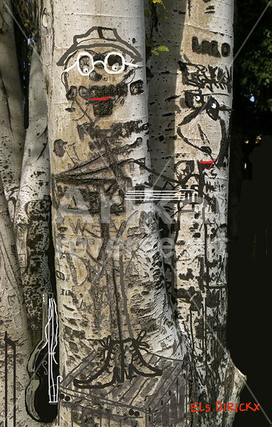 Buskers in the park.  Australian original art print.
