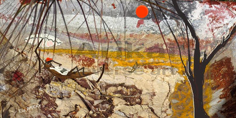 Dry creek bed.  Australian original art print.