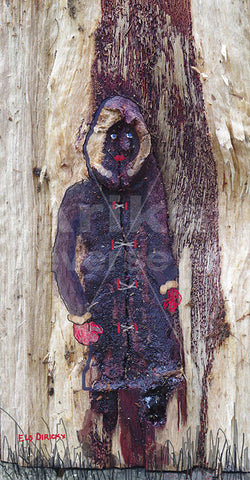 Eskimo in fur coat.  Australian original art print.