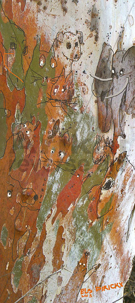 Forest stampede.  Australian original art print.