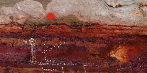 Galah country at sunset. Australian original art print.