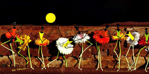 Jittery Gerberas Outback Practice. Australian original art print.