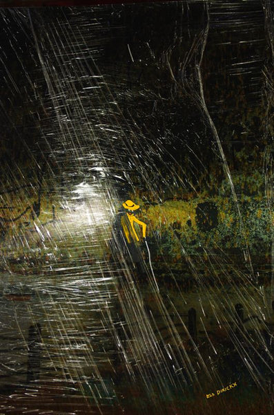 Lights on Flooded Creek.  Australian original art print.