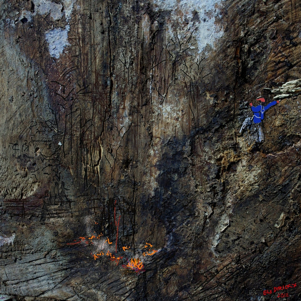 Rock climber in a ravine. Australian original art print.