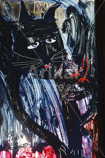 Slack cat. Australian original art print.