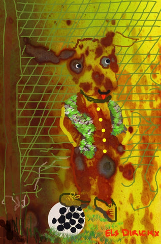 Soccer dog A . Original Australian Print Art'