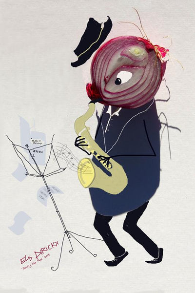 Taming the sax. Australian original art print.