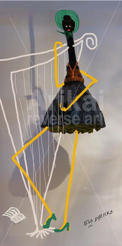 Tangled in the Harp. Australian original art print.